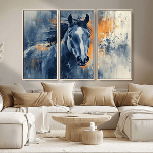 Abstract Blue Horse Wall Art Print Canvas | Horse Wall Art