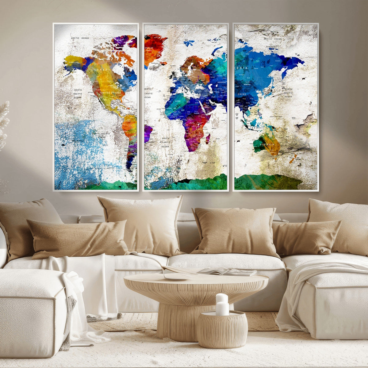 World Map Canvas Print – Framed Travel Map Wall Art for