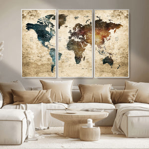 World Map Canvas Print – Detailed Map of the World Wall Art