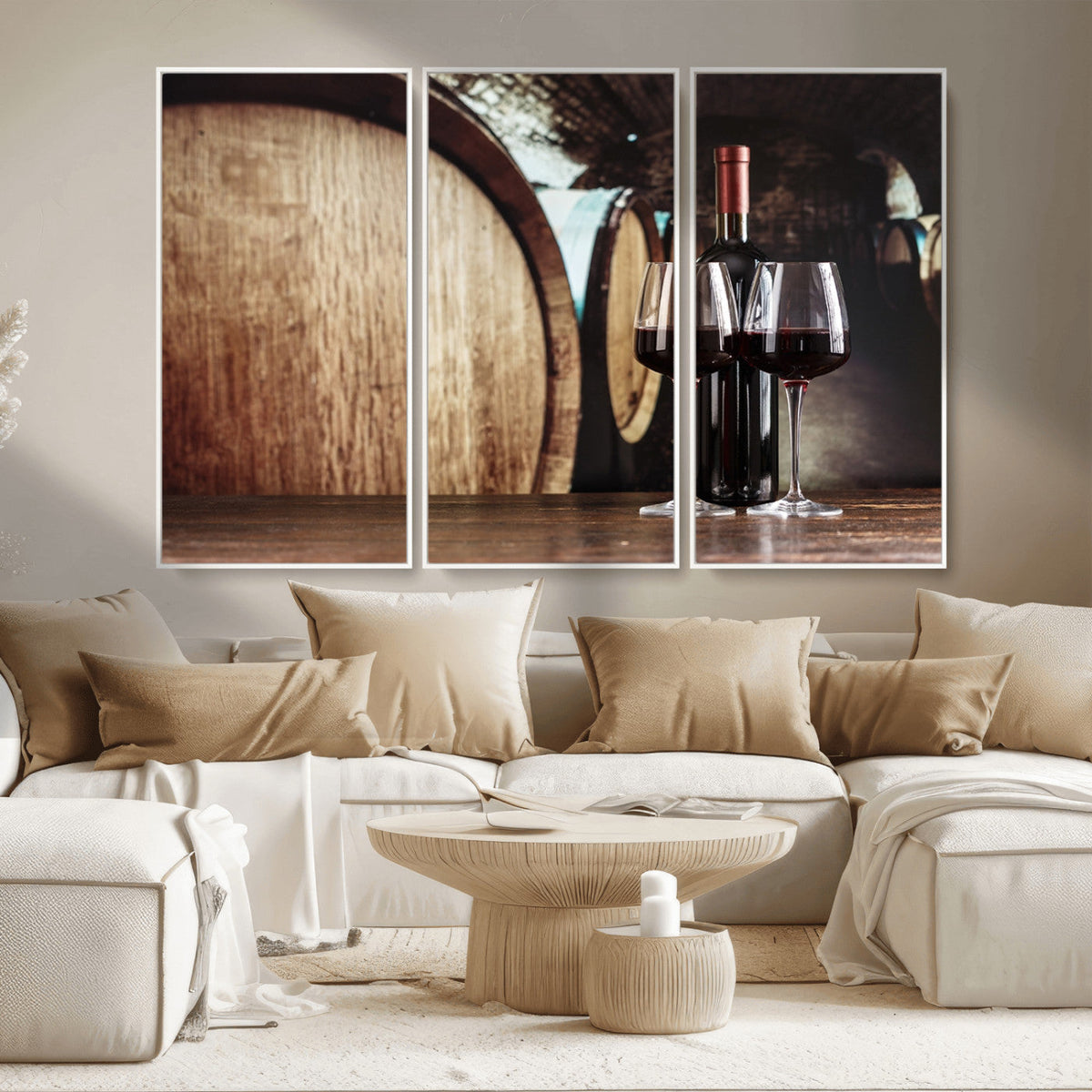 Wine and Barrel Wall Art Canvas Print