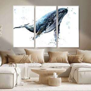 Watercolor Whale Wall Art Canvas Print