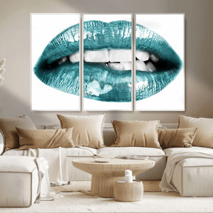 Blue Lips Wall Art Canvas Print