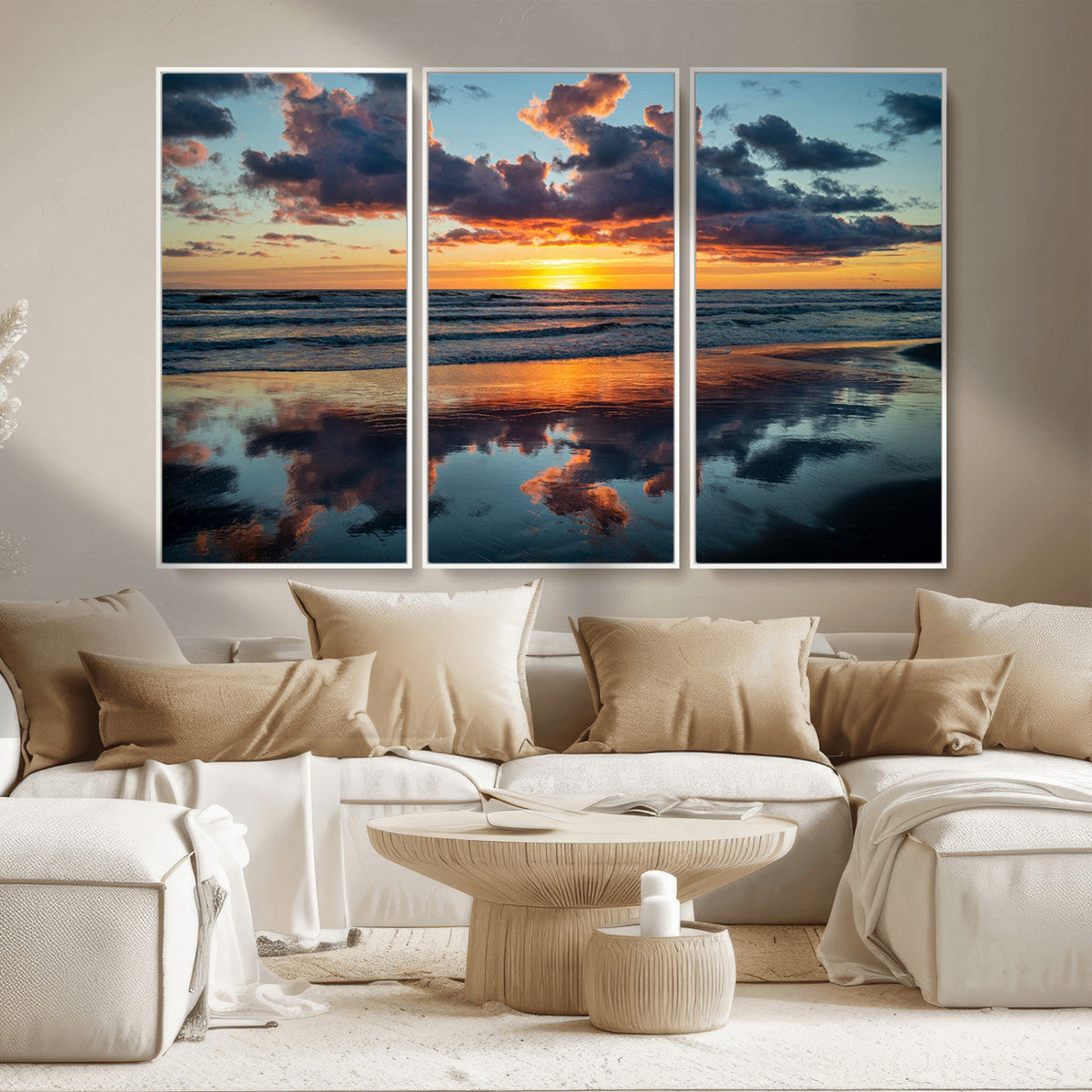 Beach Sunset Print - Stunning Ocean Canvas Artwork with
