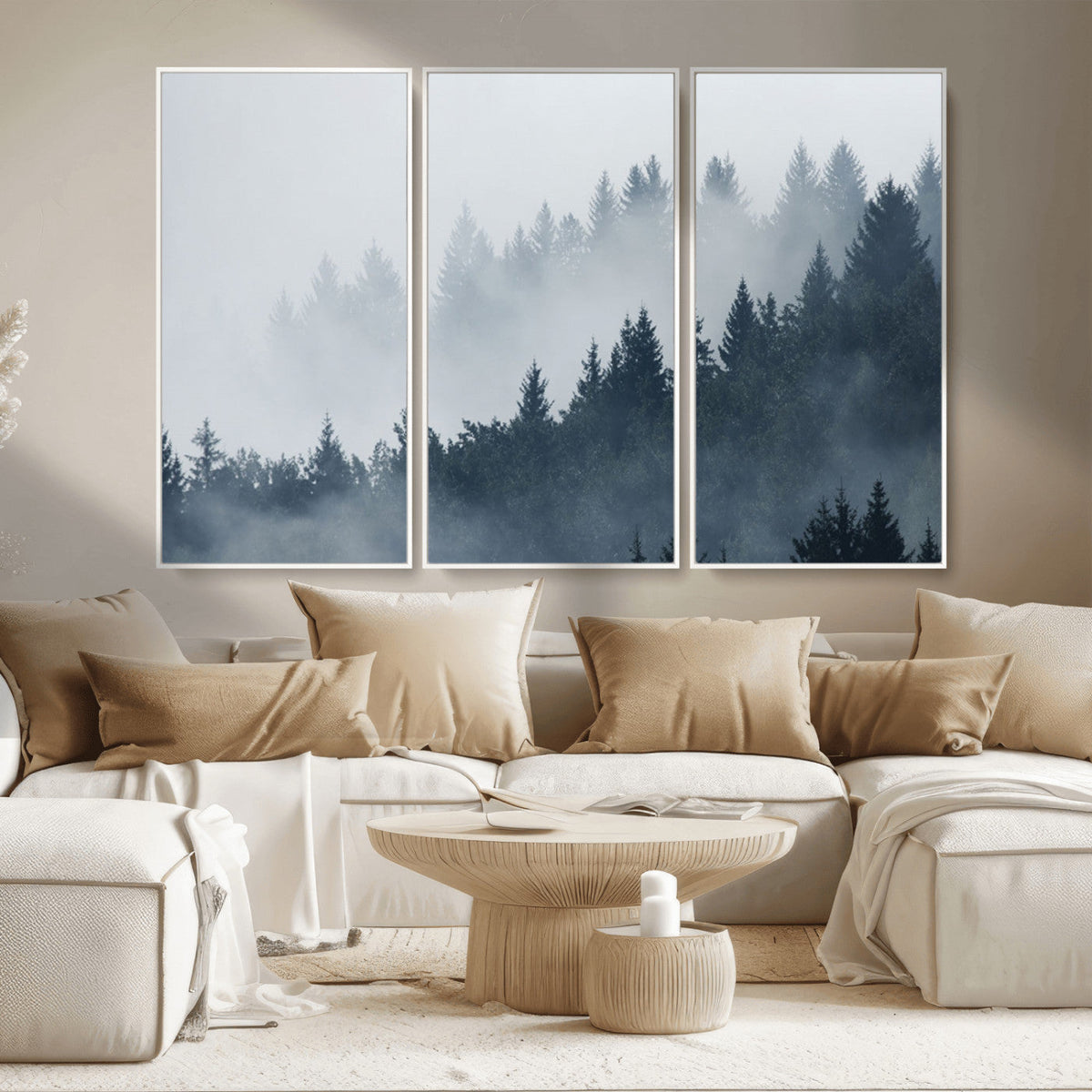 Foggy Pine Forest Wall Art Canvas Print