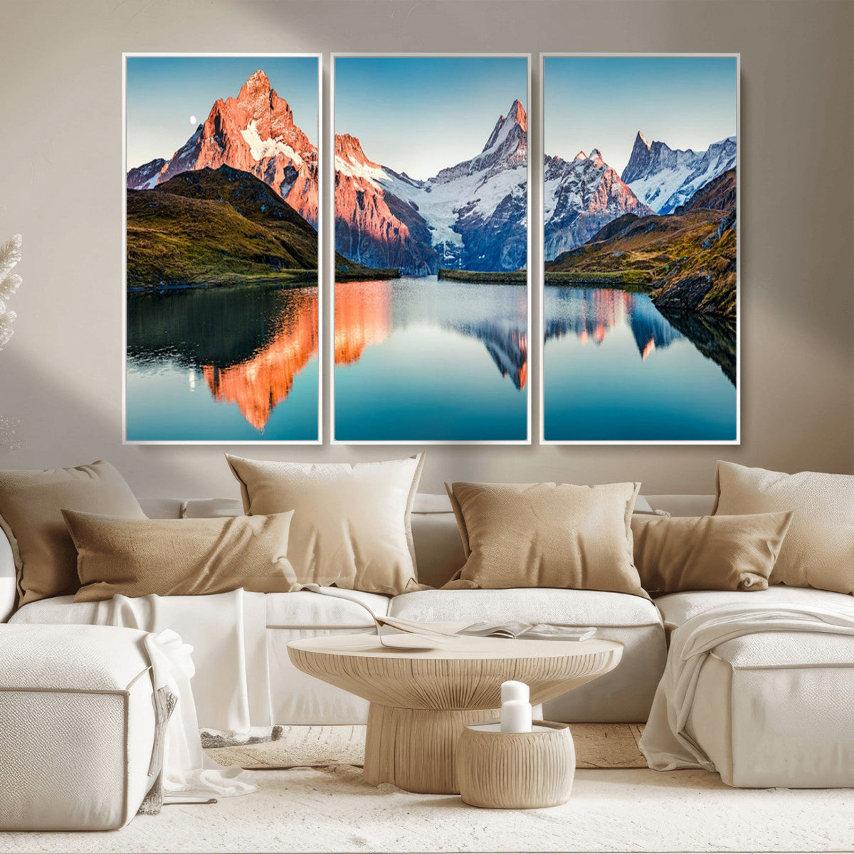 Landscape Mountain and Lake View Wall Art Canvas Print