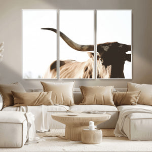 Texas Longhorn Wall Art Canvas Print | 3-Panel Large