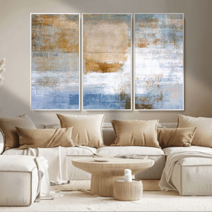 Blue Multi Panel Abstract Wall Art Canvas, Abstract Blue and