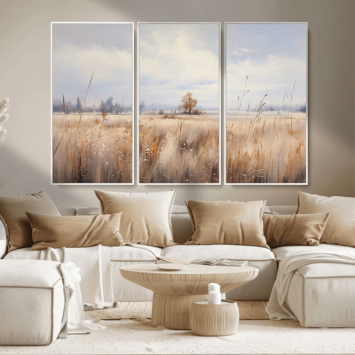 Golden Fields Wall Art Print Canvas – Serene Landscape of