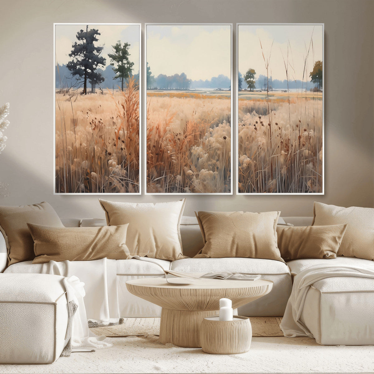 Golden Fields Canvas Wall Art Print – Serene Landscape of