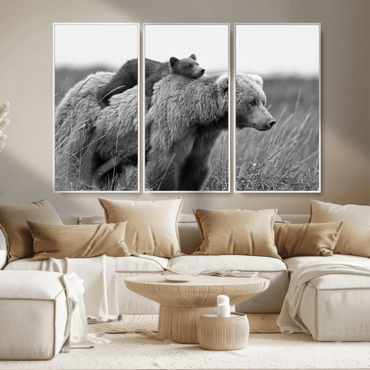Bear and Cub Wall Art Canvas | 399 Bear Cub