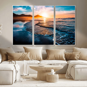 Sunset Beach Ocean Canvas Wall Art – Tranquil Ocean