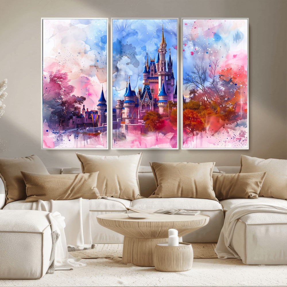 Disney Wall Art: Dreamy Watercolor Cinderella Castle Canvas