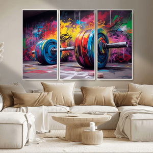 Abstract Graffiti Barbell Canvas Wall Art – Urban Fitness