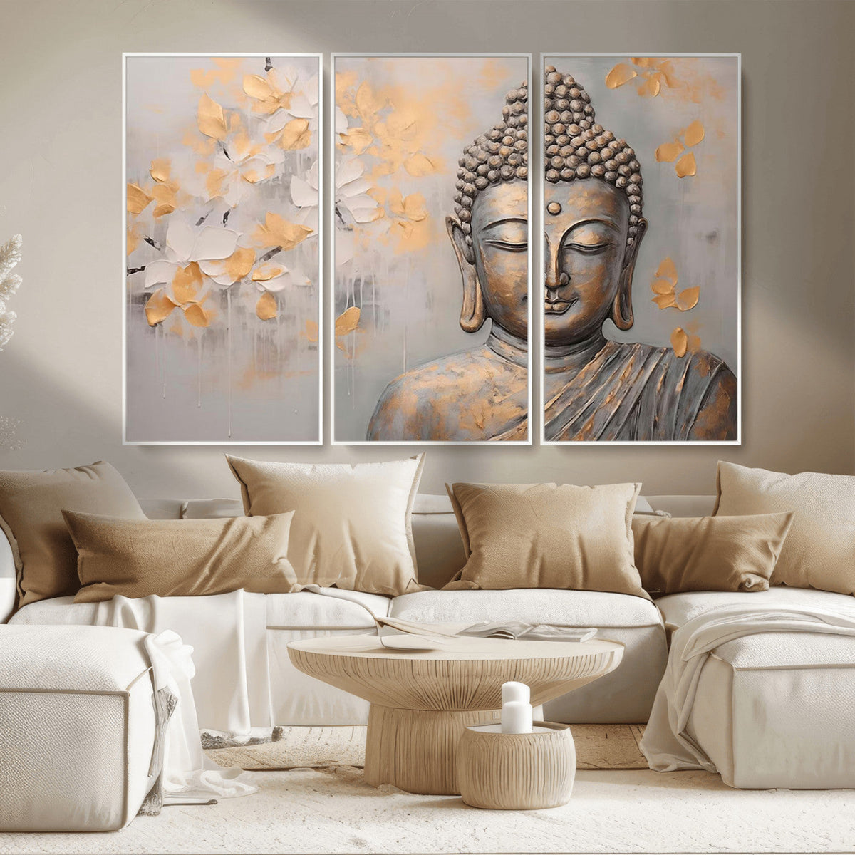 Abstract Buddha Statue Wall Art Canvas Print - Modern