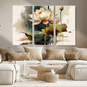 Lotus Flower Watercolor Canvas Print – A Symbol of Serenity