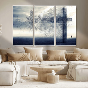 Jesus and the Fading Cross Wall Art Print – Symbol of Faith,