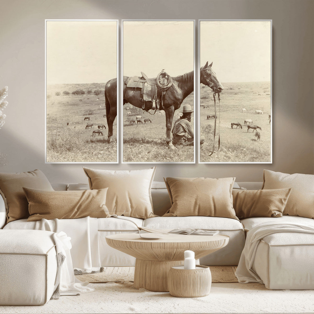 Cowboy Wall Art - Western Horse Canvas Print - Vintage