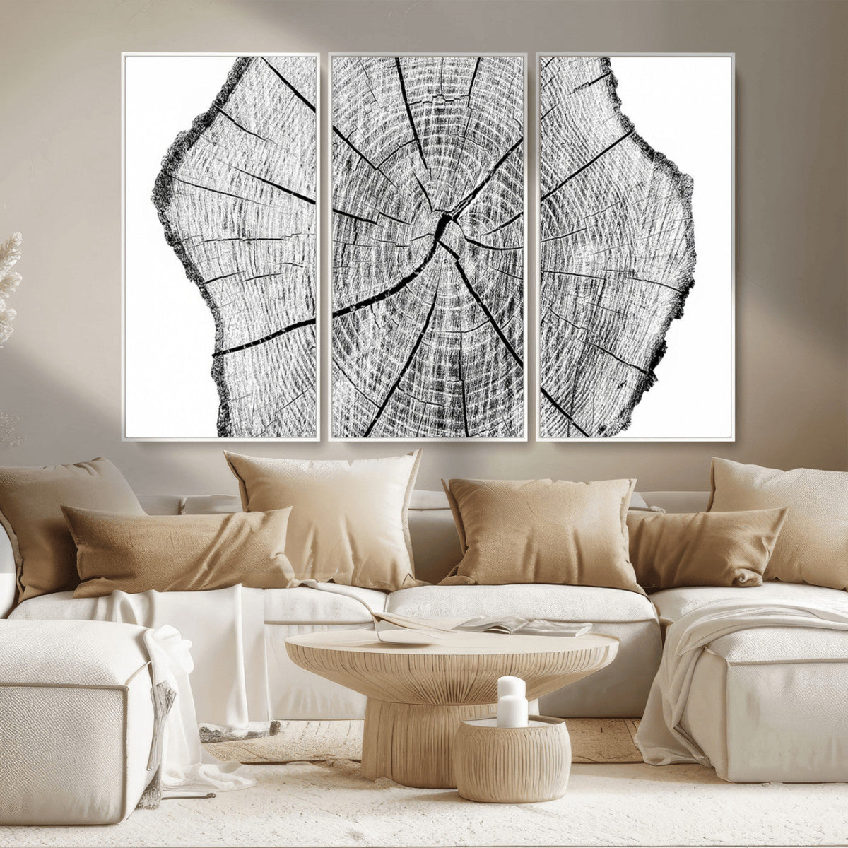 Rustic Tree Ring Wall Art Canvas Print – Framed and Ready to