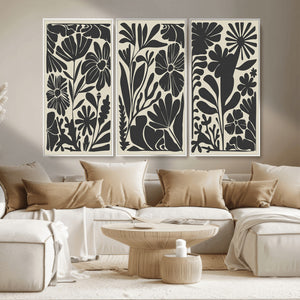 Modern Botanical Wall Art - Floral Black and White Canvas