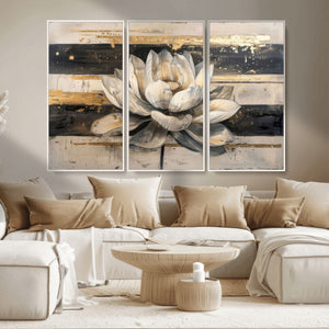 Lotus Flower Wall Art – Framed Abstract Floral Canvas