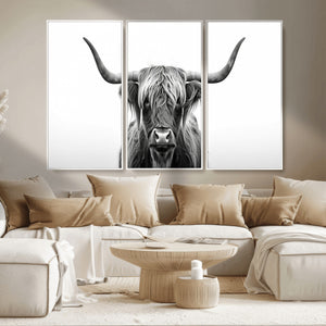 Highland Wall Art Canvas Print – Minimalist Black and White