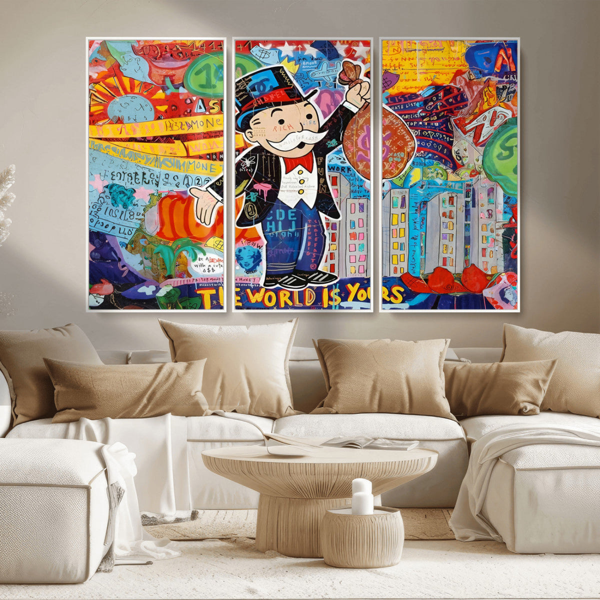 Pop Art Monopoly Man Canvas Wall Art Print - Bold and