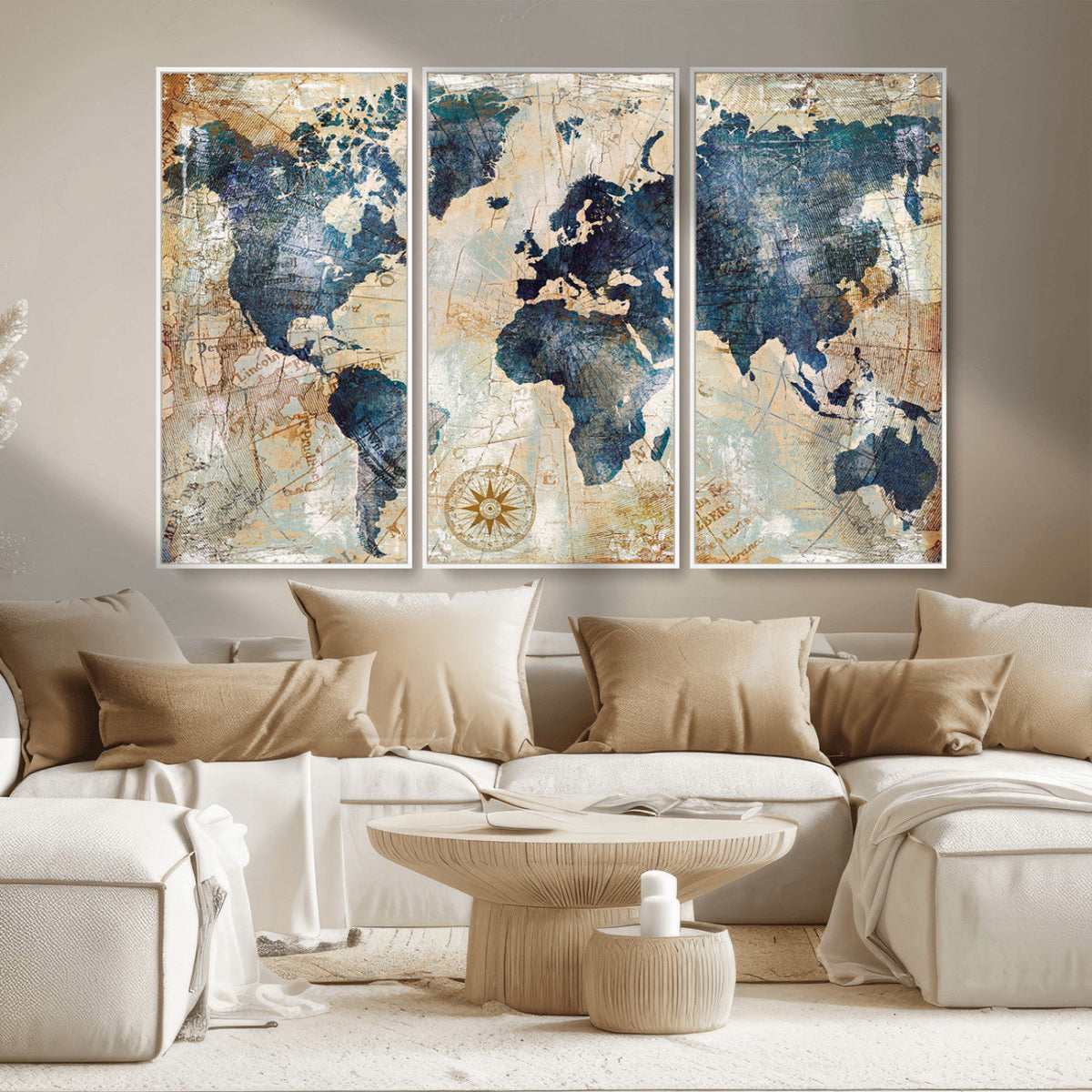 World Map Canvas Print – Framed Wall Art for Couples,