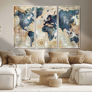 World Map Canvas Print – Framed Wall Art for Couples,