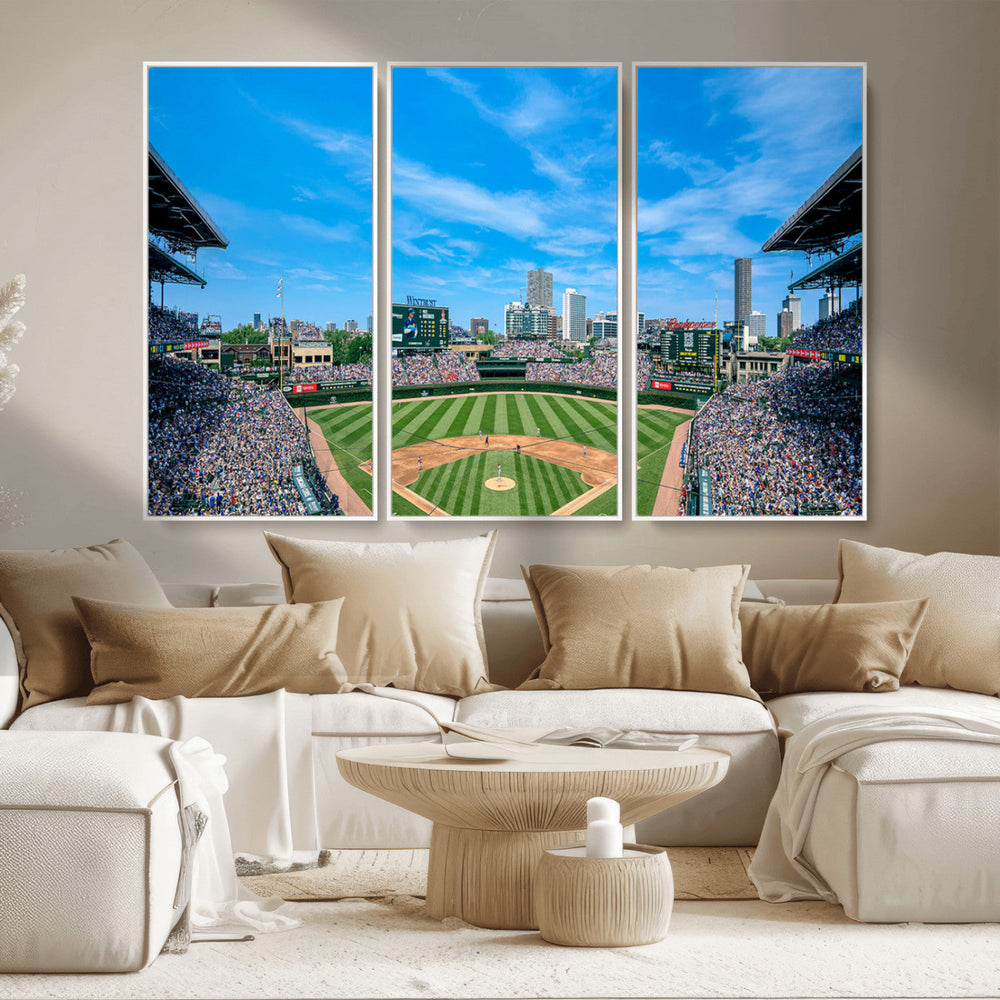 Wrigley Field Chicago Cubs Panoramic Art Multi-Piece Canvas