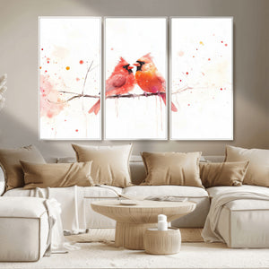 Cardinal Bird Canvas Wall Art - Male and Female Cardinal