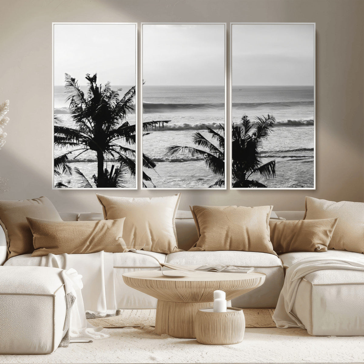 Tropical Coastline Wall Art Canvas Print – Framed Palm Trees