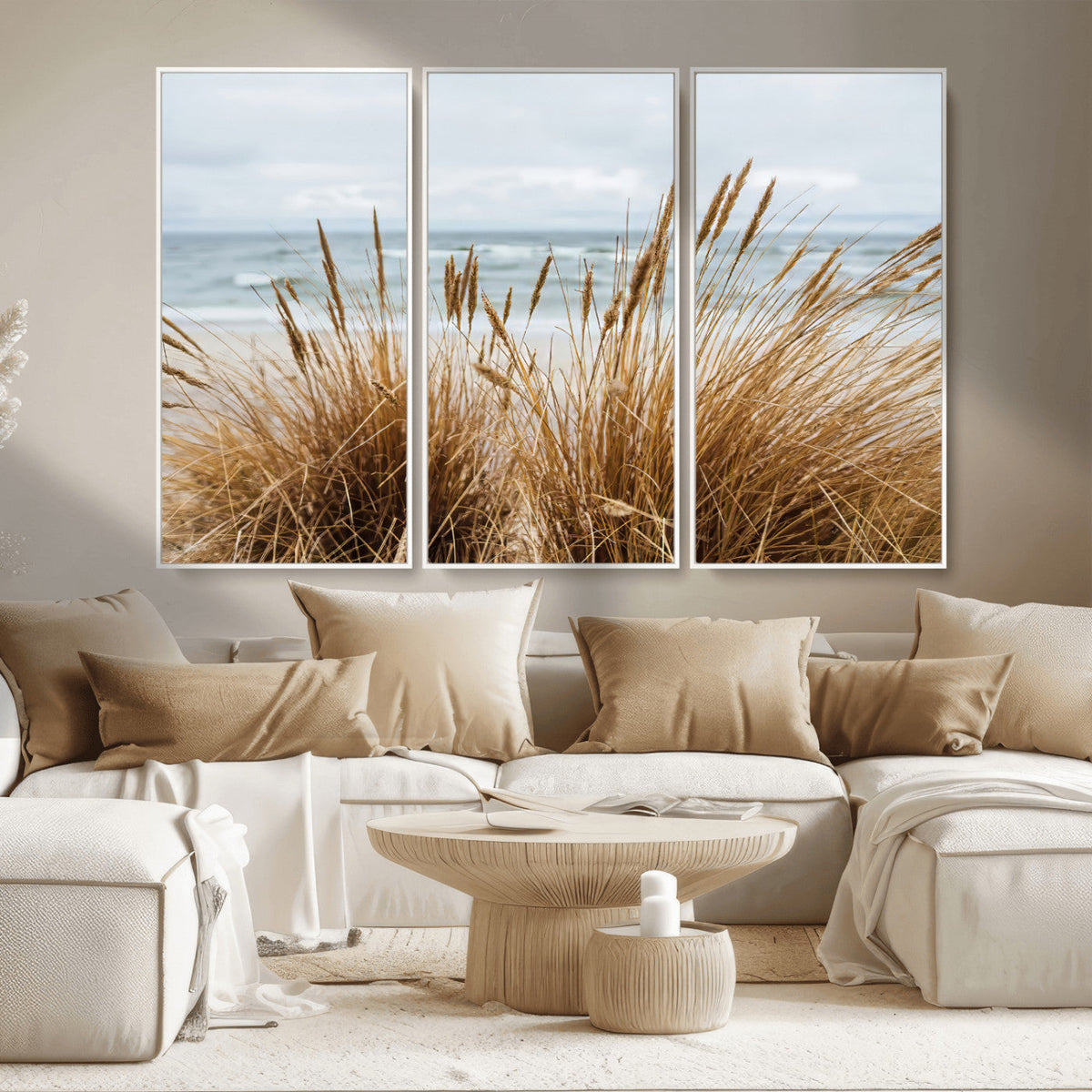 Beach Grass Wall Art Canvas Print – Framed Coastal Dunes Art