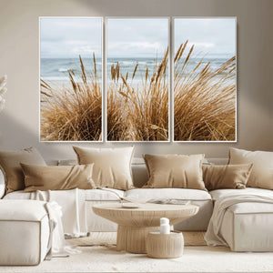 Beach Grass Wall Art Canvas Print – Framed Coastal Dunes Art
