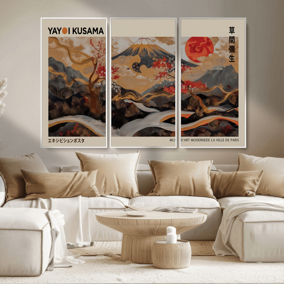 Modern Japanese Wall Art Canvas Print – Framed Abstract