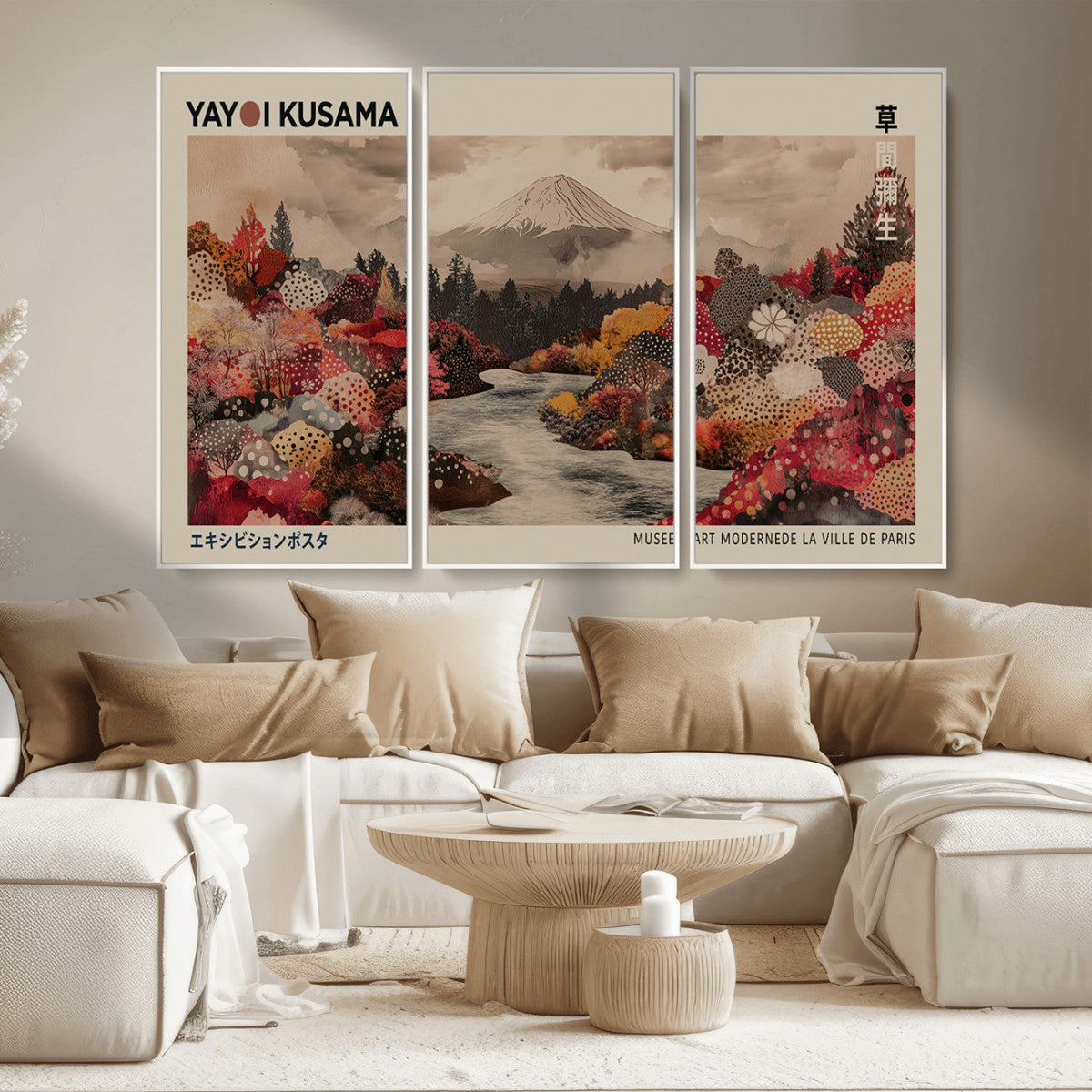 Modern Japanese Wall Art Canvas Print – Framed Abstract