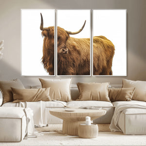 Highland Cow Wall Art Canvas Print – Framed Farmhouse Rustic