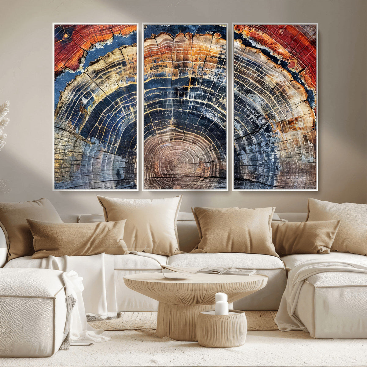 Tree Rings Wall Art Canvas Print – Framed Wood Art Picture