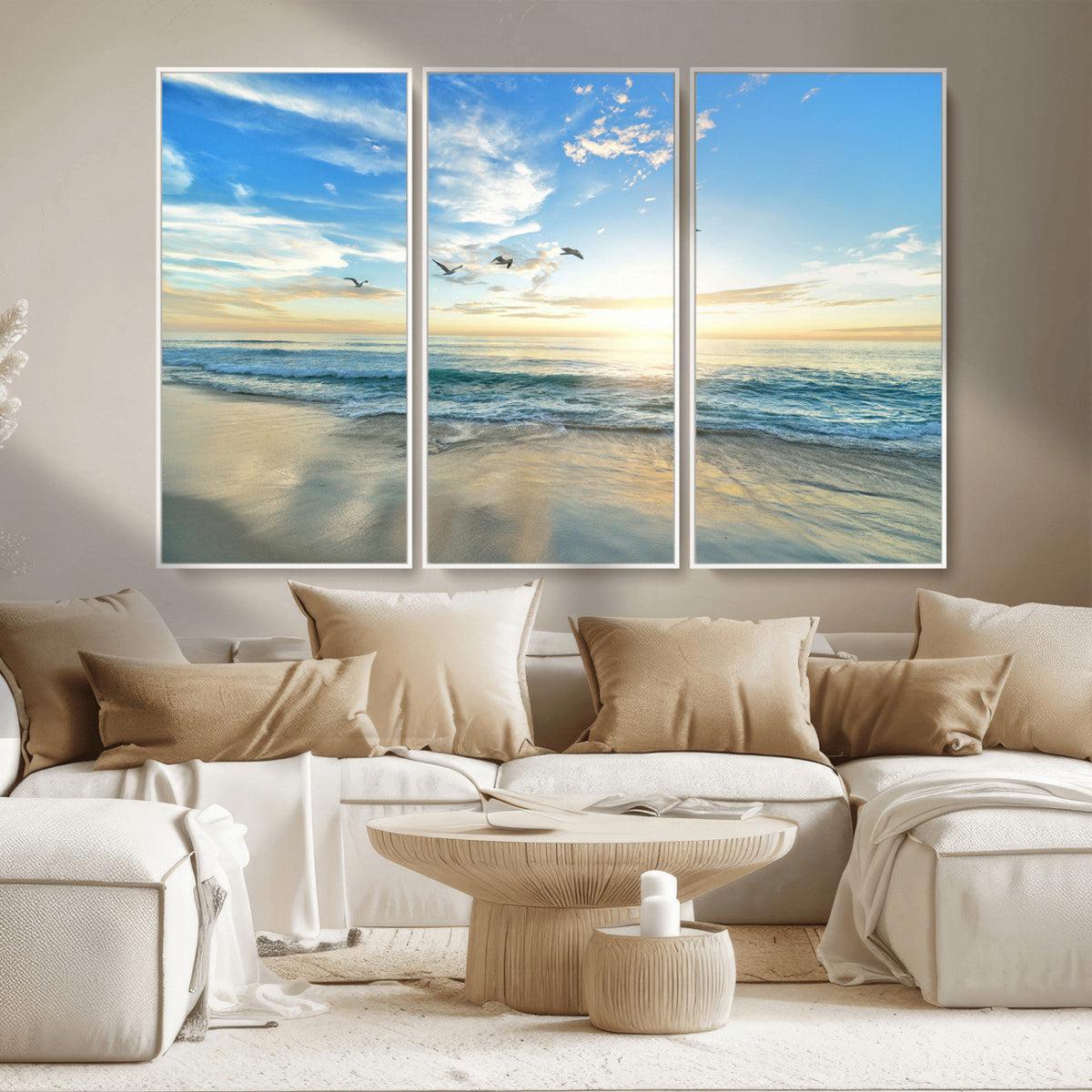 Minimalist Seaside Wall Art Canvas Print – Morning Glow