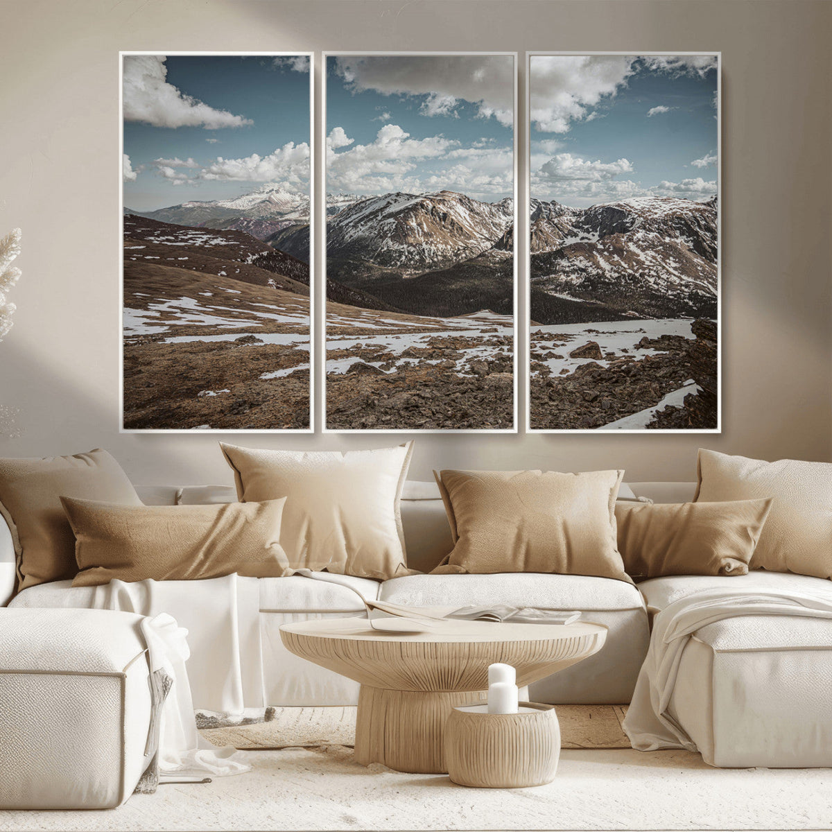 Mountain Landscape Wall Art Canvas Print – Framed Snowy