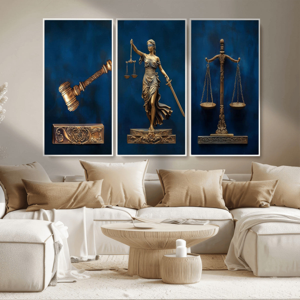 Lady Justice Wall Art Canvas Print – Elegant Gold Legal