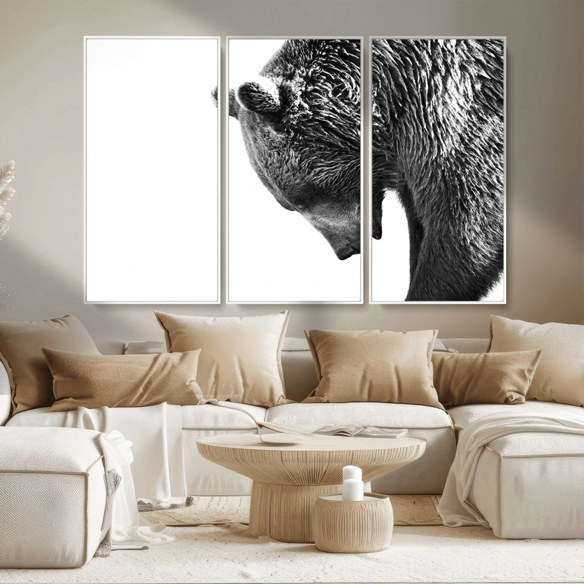 Black and White Grizzly 399 Bear Canvas Print Wall Art |