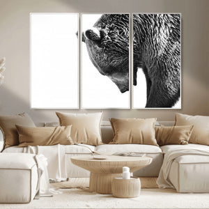 Black and White Grizzly 399 Bear Canvas Print Wall Art |