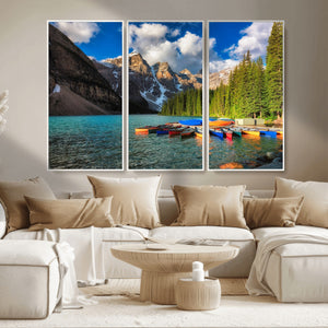 Moraine Lake 3-Panel Wall Art, Majestic Mountain and Lake