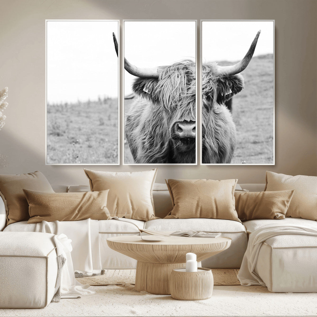 Newfoundland Cow Art Wall Art, Black White Cow Art Wall Art