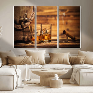 Rustic Whiskey and Barrel Canvas Print