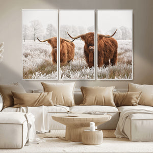 Longhorn Cattle Wall Art Canvas Print, Framed Farmhouse