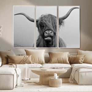 Texas Cow Wall Art Canvas, Texas Longhorn Cattle Canvas