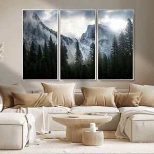 Yosemite National Park El Capitan Foggy Mountain Wall Art |