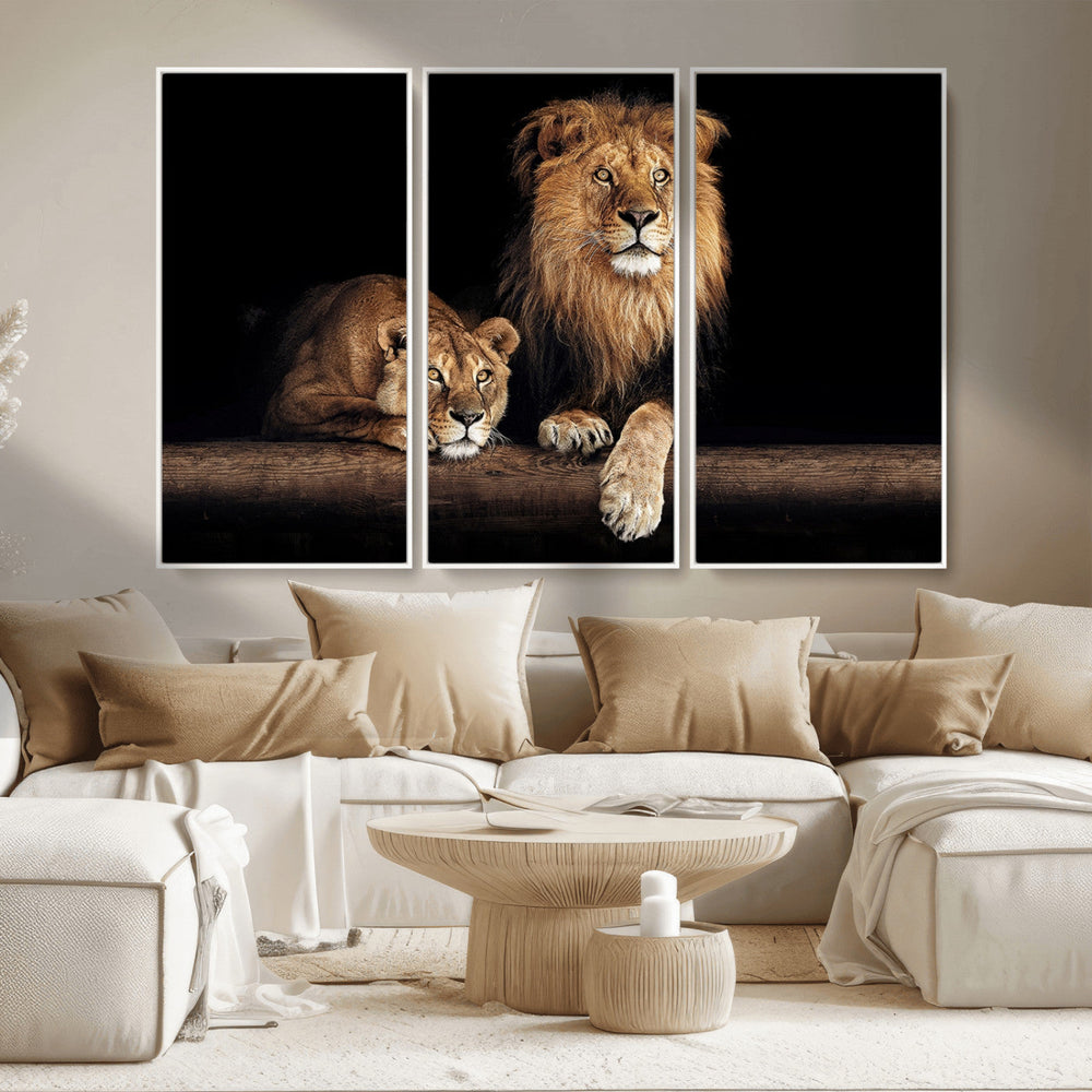 Lion Canvas Wall Art – Majestic Animal Print Artwork for