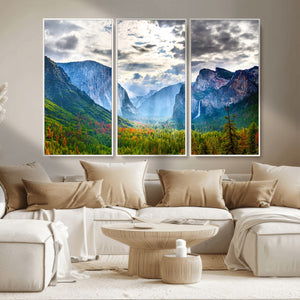 Yosemite Park Half Dome 3 Panel Canvas Print | Large Giclée